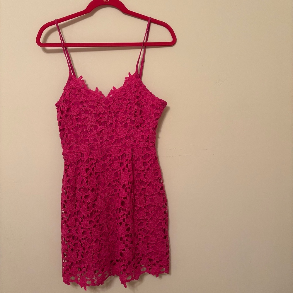 Spring Sale! New Fuchsia Lace Dress w/ Adj. Straps and Lining & Back Zipper